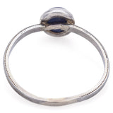 Antique 18K White Gold 1.56 Ct Sapphire Round Cabochon Band Ring Size 9.5