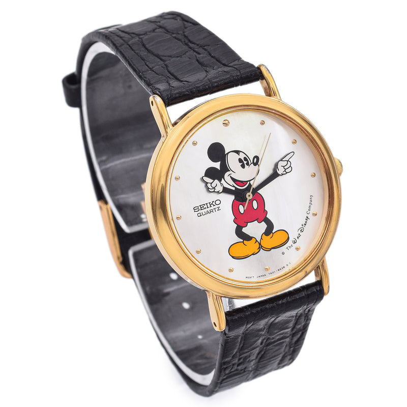 Seiko Vintage Mickey Mouse Steel/GP MOP Dial Men's Quartz Watch 7N01-8A19