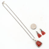 Vintage Barse Carnelian Sterling Silver Magnetic Bail Pendant Earrings Set