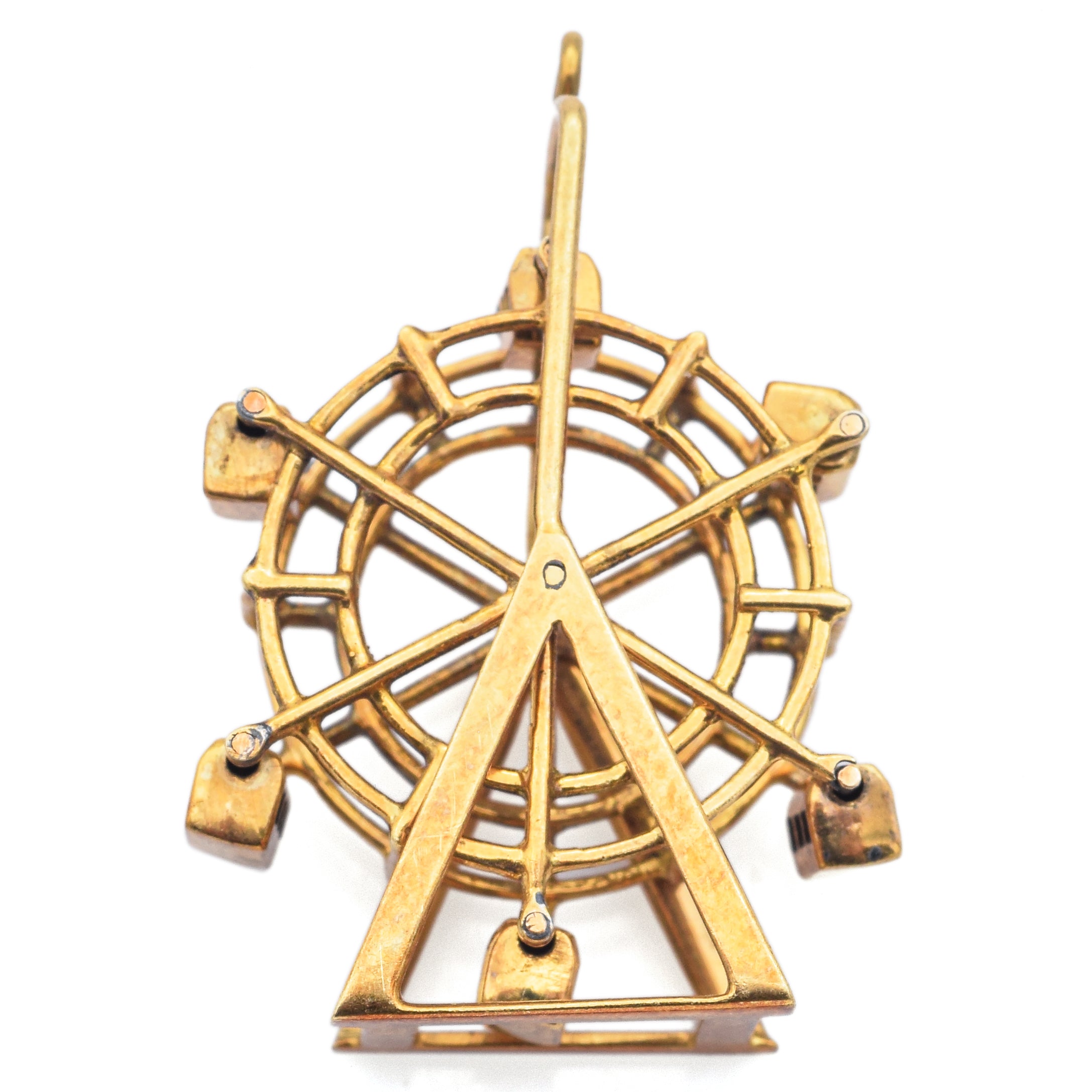 Vintage 18K Yellow Gold Ferris Wheel Charm Pendant 5.9G