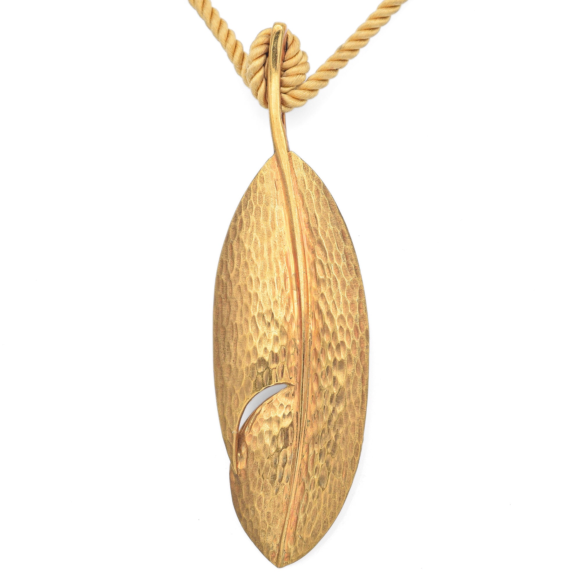 Tiffany & Co. 18K Yellow Gold Leaf Pendant Cord Necklace – Blue Ribbon ...