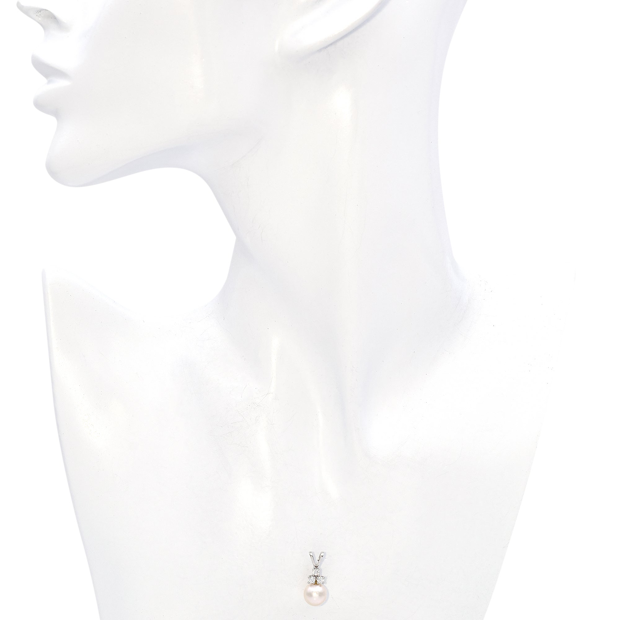 14K White Gold Pearl and Diamond Pendant