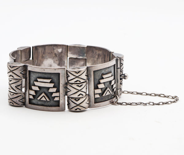 Vintage Victoria Mexico Taxco Sterling Silver Hinged Bracelet