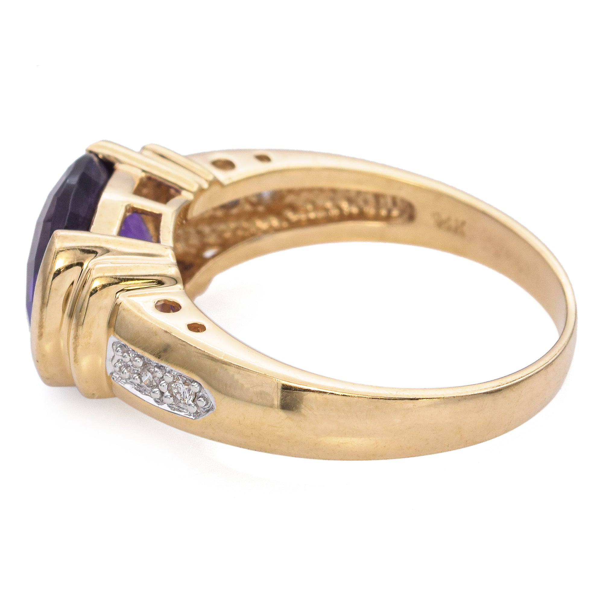 14K Yellow Gold 3.07 TCW Amethyst & Accent Diamond Ring