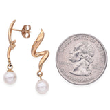 Estate 14K Yellow Gold Pearl Swirl Dangle Earrings