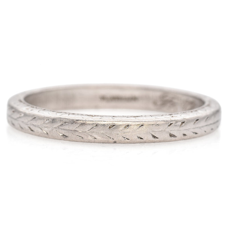 Antique Platinum Engraved 1921 Wedding Band