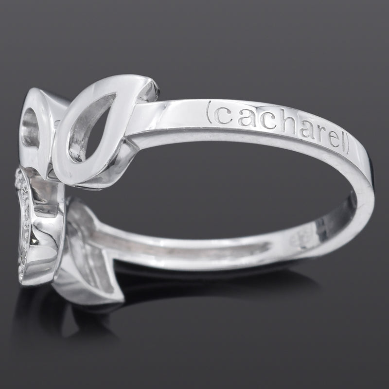 Cacharel 18K White Gold Diamond Band Ring Size 6.5