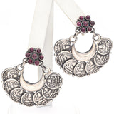 Estate Sterling Silver Ruby Lord Ganesha Traditional Jhumka Earrings