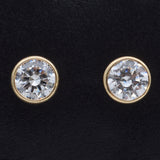 Estate 14K Yellow Gold Cubic Zirconia Stud Earrings 4 mm