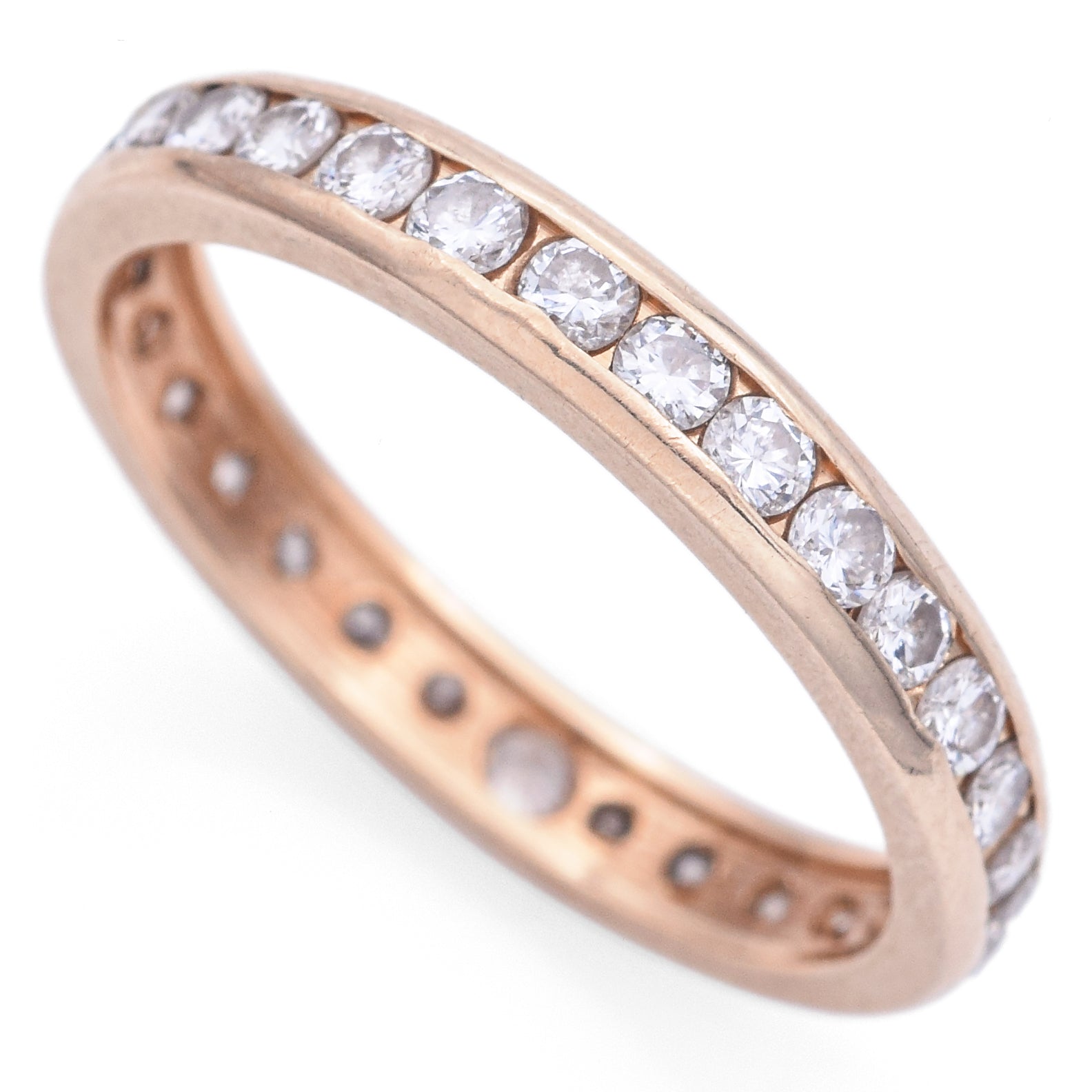 Estate 14K Yellow Gold 0.90 TCW Diamond Eternity Band Ring Size 5.5