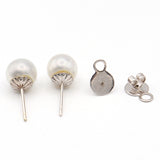 Vintage 14K White Gold Pearl Stud Earrings