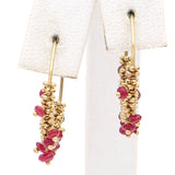 Vintage 14K Yellow Gold Ruby Beaded Hoop Earrings