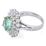 Estate 18K White Gold 4.30 Ct Paraiba Tourmaline & 2.00TCW Diamond Cocktail Ring