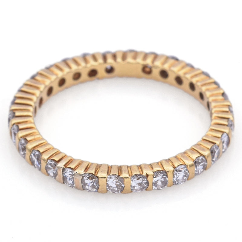 Estate 18K Yellow Gold 0.87 TCW Diamond Round Eternity Band Ring Size 6