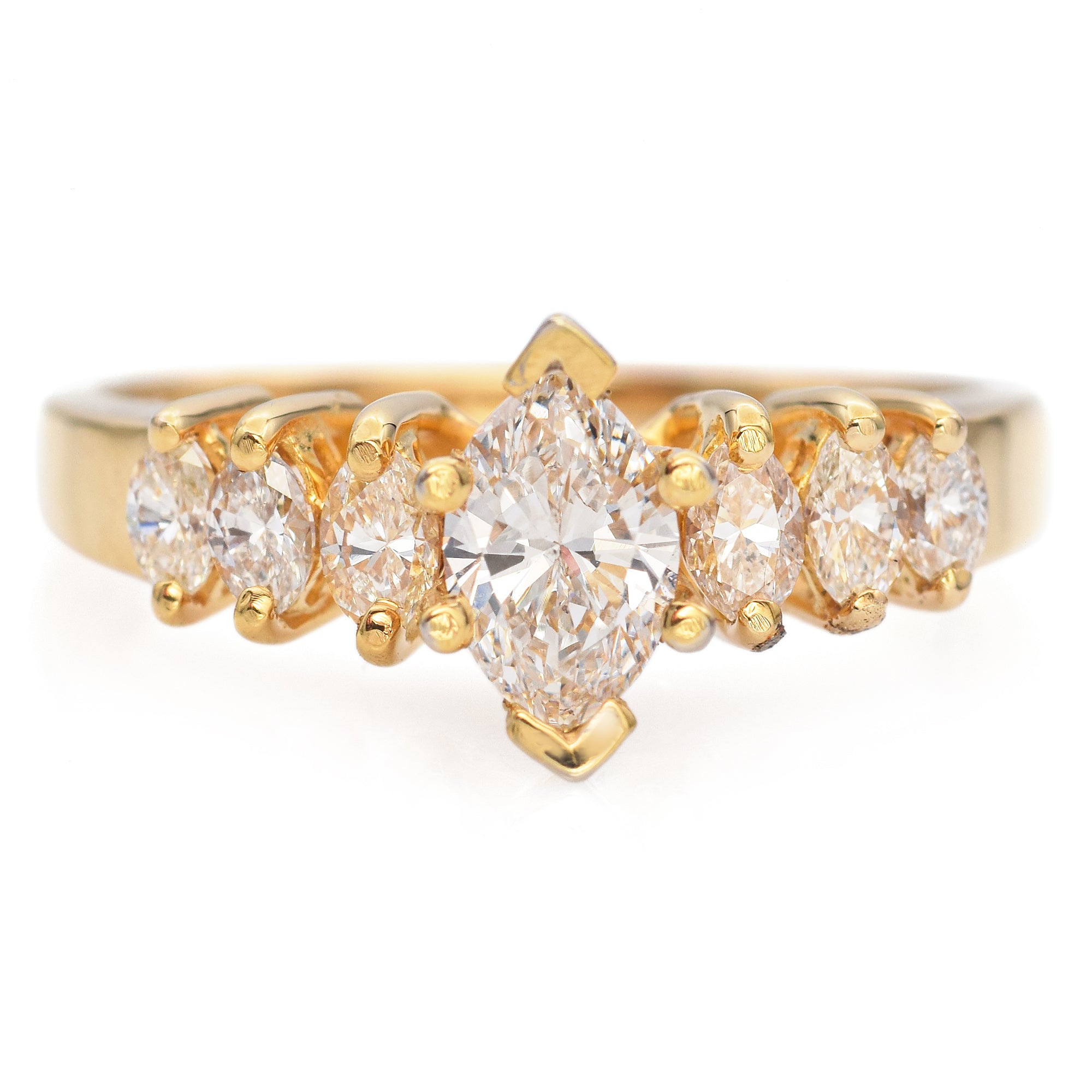 14K Yellow Gold 0.66 TCW Marquise Diamond Engagement Ring