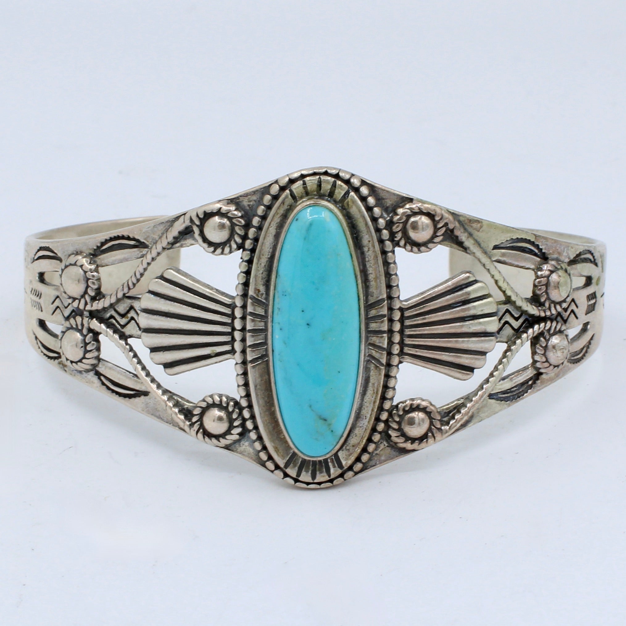 Vintage Sterling Silver Turquoise Cuff Bracelet