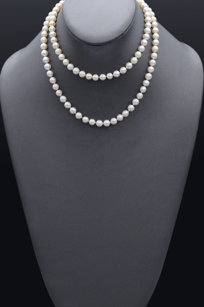 Vintage 6.5-7mm Sea Pearl Beaded Strand Necklace 30.5 Inches