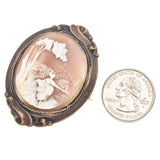 Antique Gold Filled Cameo Shell Brooch Pin