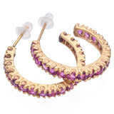 14K Gold 3.6 TCW Pink Sapphire Hoop Earrings