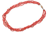 Vintage Gold Filled Red Coral Beaded Multi-Strand Necklace 19 Inches