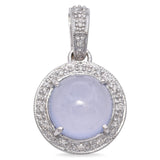 Vintage 14K White Gold Chalcedony & Pave Diamond Pendant