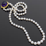 Vintage 14K Yellow Gold 11.91 Ct Amethyst & Pearl Beaded Strand Necklace 20.5"