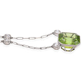 Edwardian Platinum 11.8 Ct. Peridot and Diamond Fetter Link Chain Necklace