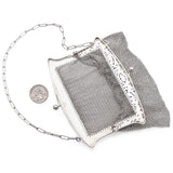 Edwardian Antique L.S. Sterling Silver Chain Mail Mesh Engraved Purse Clutch