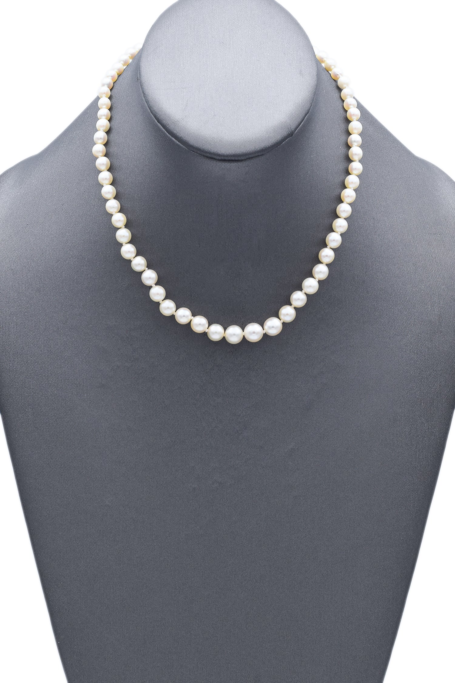 Vintage 14K White Gold Pearl Beaded Strand Necklace 16.5 Inches