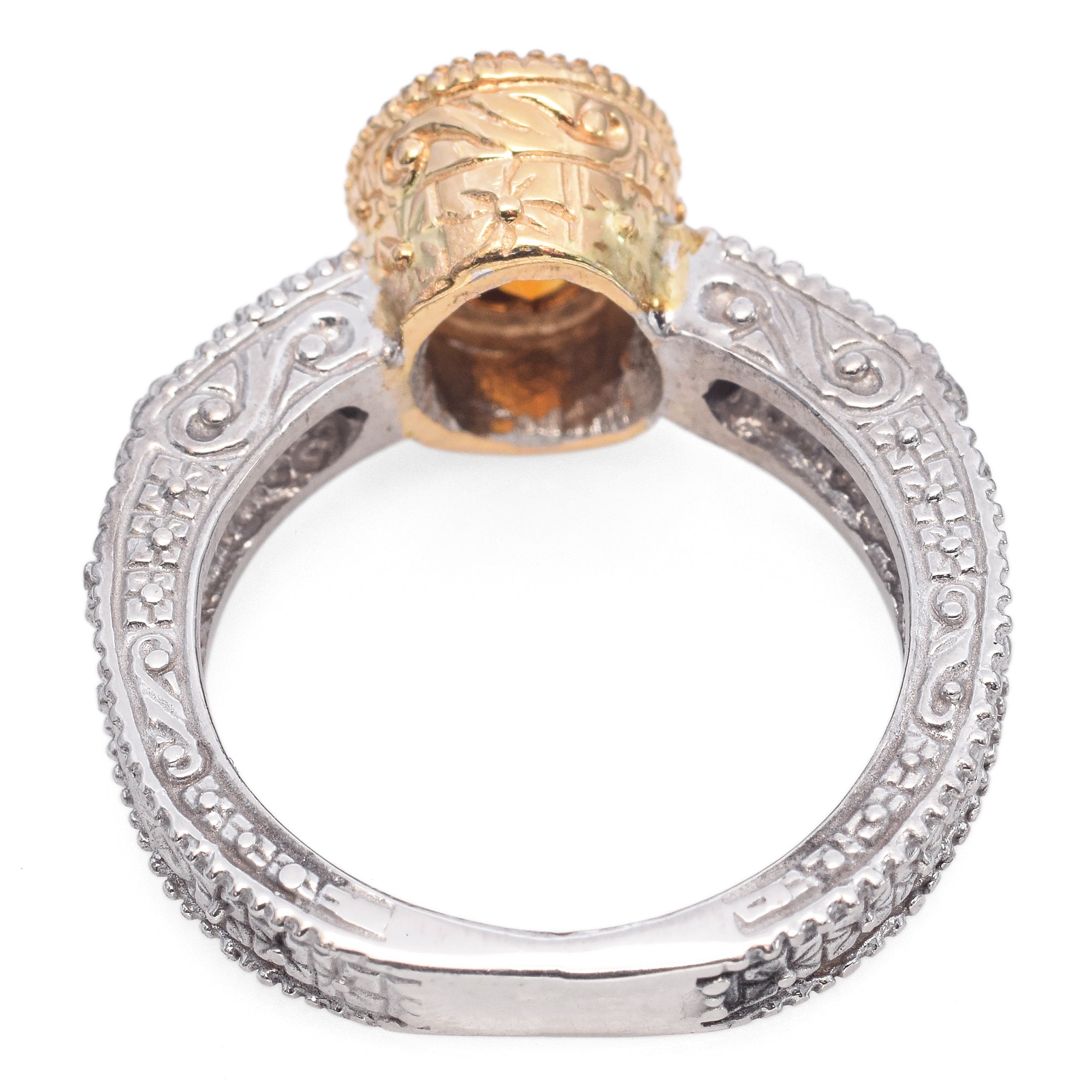 14K White and Yellow Gold 0.66 Ct. Citrine and Diamond Ring