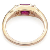 Estate 14K Yellow Gold Ruby & Diamond Band Ring Size 5.5