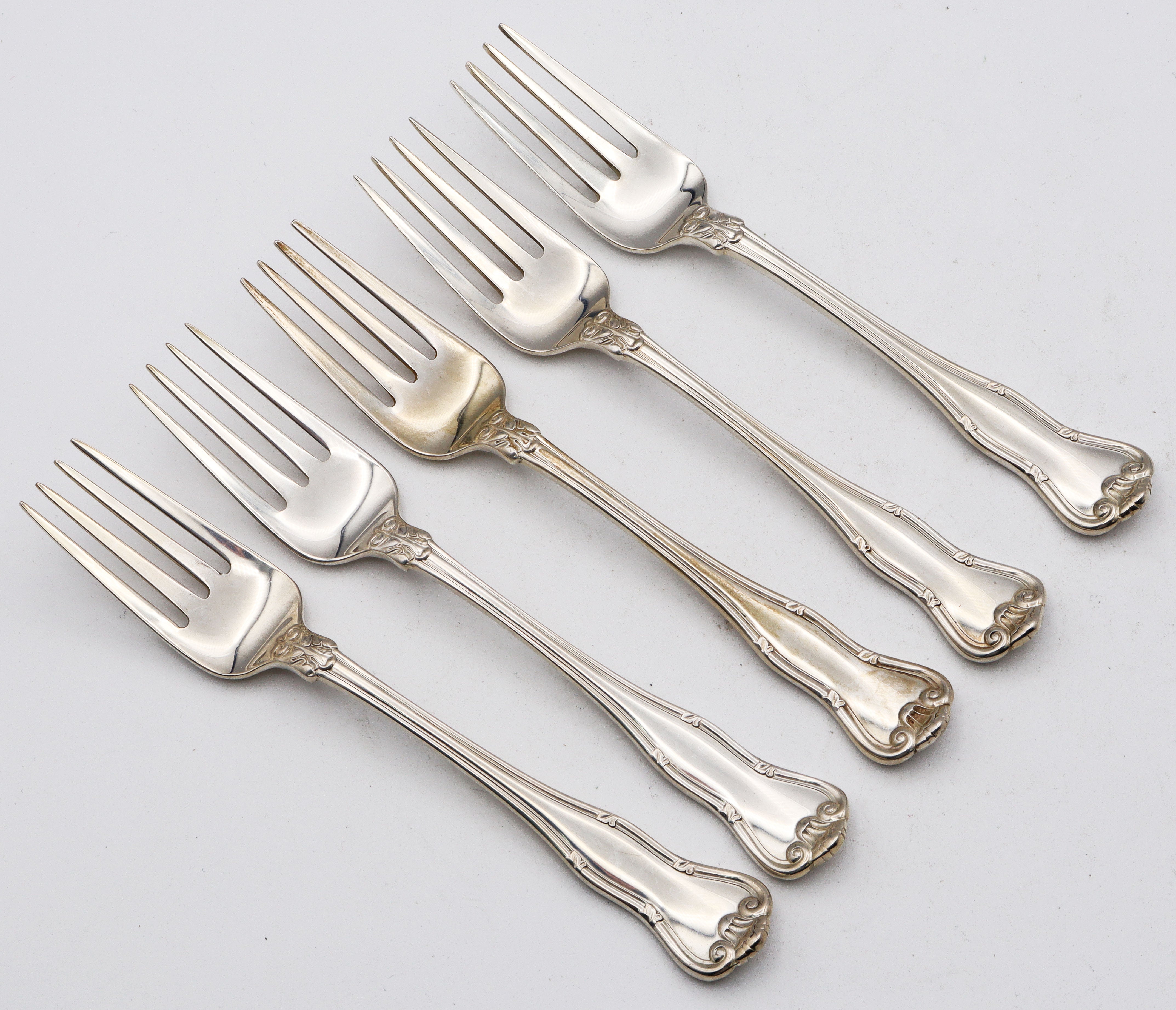 Lot of 5 Tiffany Provence Sterling Silver Salad Forks 6 1/2" No Mono