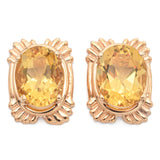 14K Yellow Gold 3.2 TCW Oval Citrine Stud Earrings