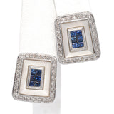 18K White Gold Invisible Set Sapphire, Diamond, Mother of Pearl Earring