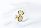 Vintage Lucien Piccard 14K Yellow Gold Green Tsavorite Round Cufflinks 19 mm