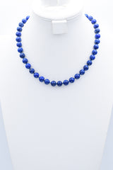 Vintage 10 mm Lapis Lazuli 14K Yellow Gold Beaded Strand Necklace 18.75 Inches