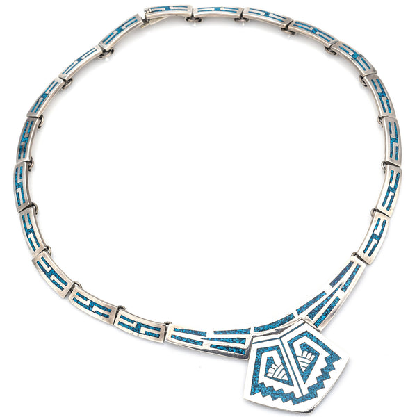 PVB Taxco Mexico Sterling Silver Turquoise Southwestern Necklace