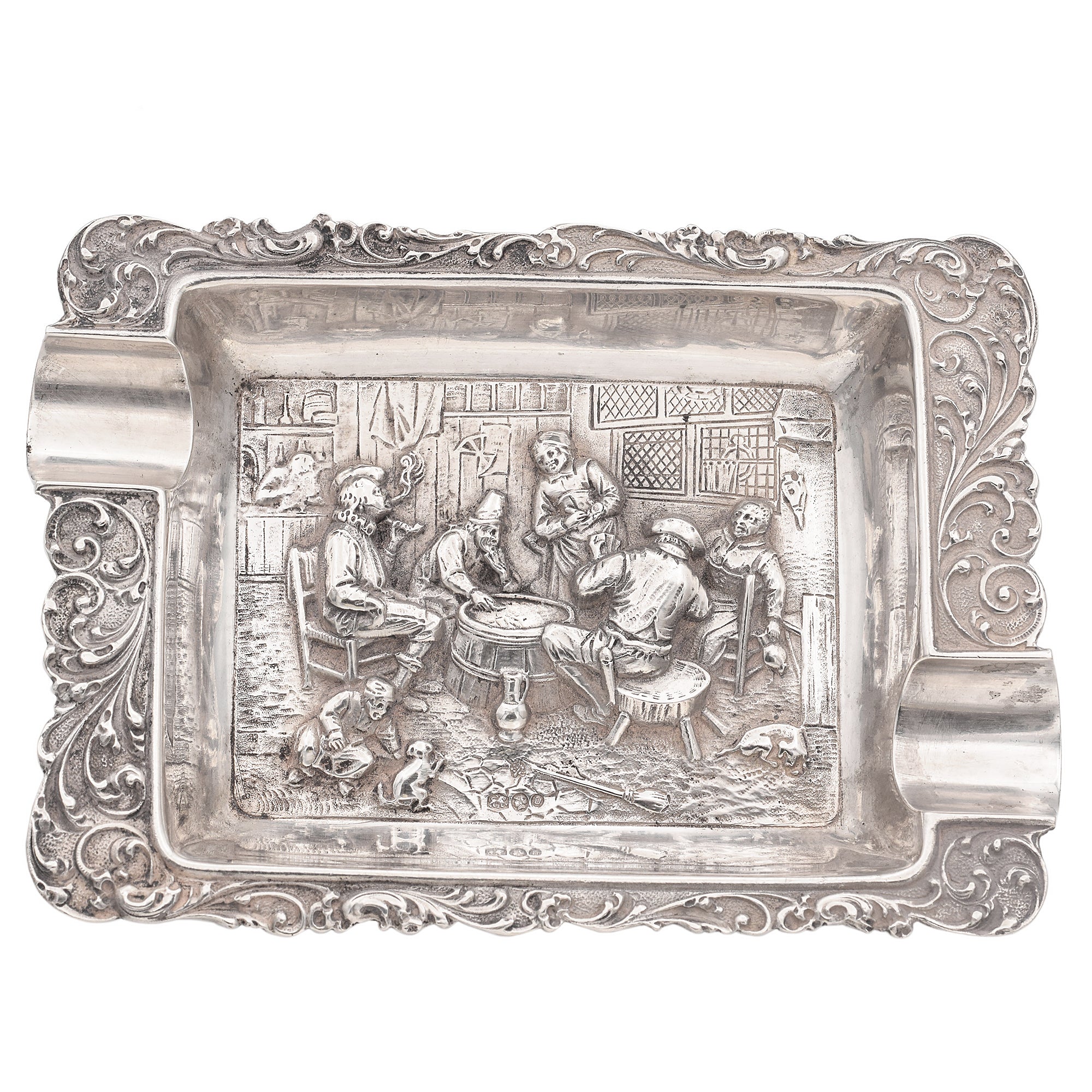 900 Silver 1949 Netherland Dutch Heavy 3D Repousse Cigarette Ashtray