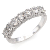 1.36 TCW Diamond Graduated Stone 14K White Gold Half Eternity Band Ring