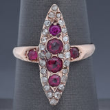 Antique Ruby & 0.39 TCW Rose Cut Diamond 14K Yellow Gold Cocktail Ring Size 6.5