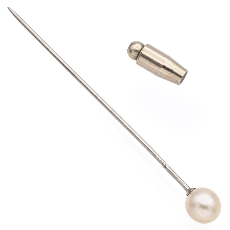 Antique Platinum Pearl Lapel Stick Pin