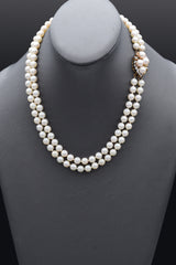 Vintage Pearl & Diamond 14K Yellow Gold Beaded Double-Strand Necklace