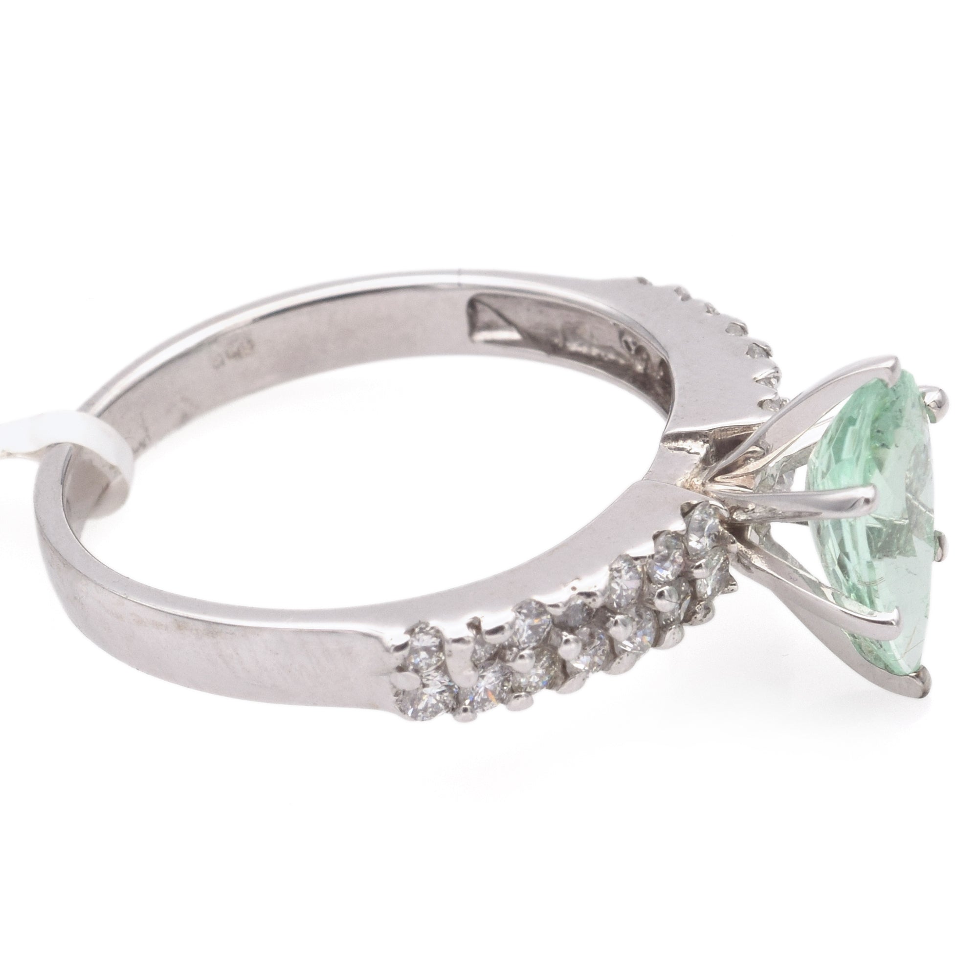 Estate 18K White Gold 1.22 Ct Paraiba Tourmaline & 0.60 TCW Diamond Band Ring