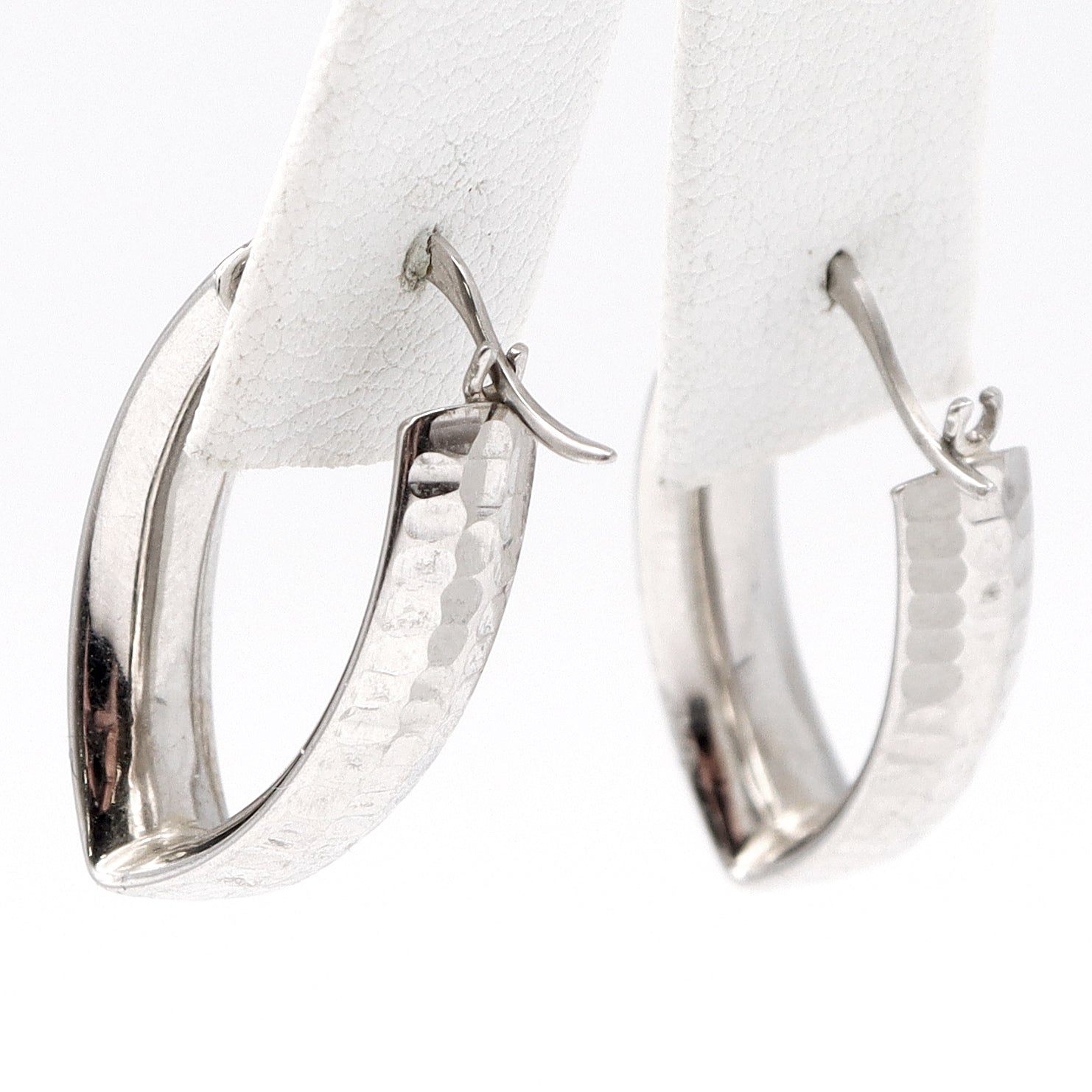 Estate950 Platinum Hammered Semi-Huggie Latch Back Earrings