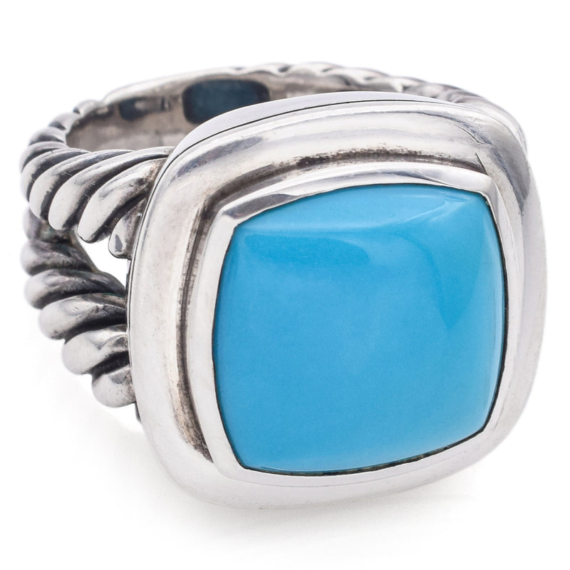 David Yurman Sterling Silver Albion Turquoise Cable Ring