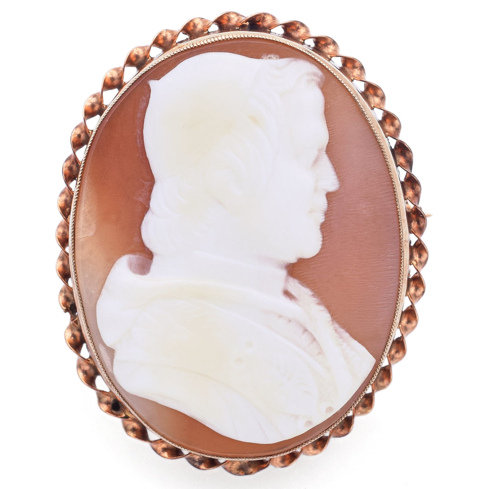 10k White Gold Antique Cameo outlet Brooch