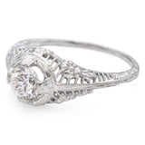 Vintage 18k White Gold 0.54 Ct. Diamond Filigree Engagement Ring