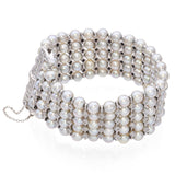 Vintage White Gold 5 Row Pearl and Diamond Bracelet