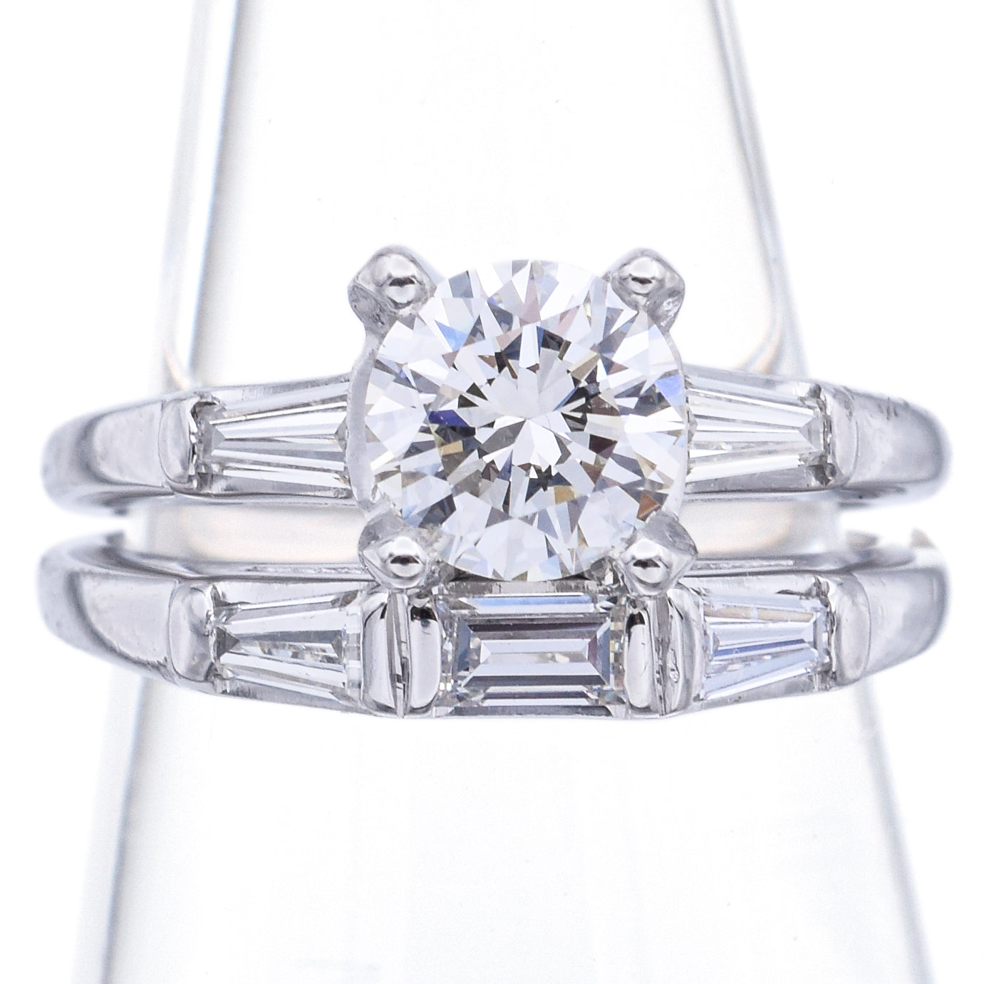 GIA 0.73 Ct Round Brilliant K SI1 Diamond Center 14K White Gold Ring Set 1.03TCW