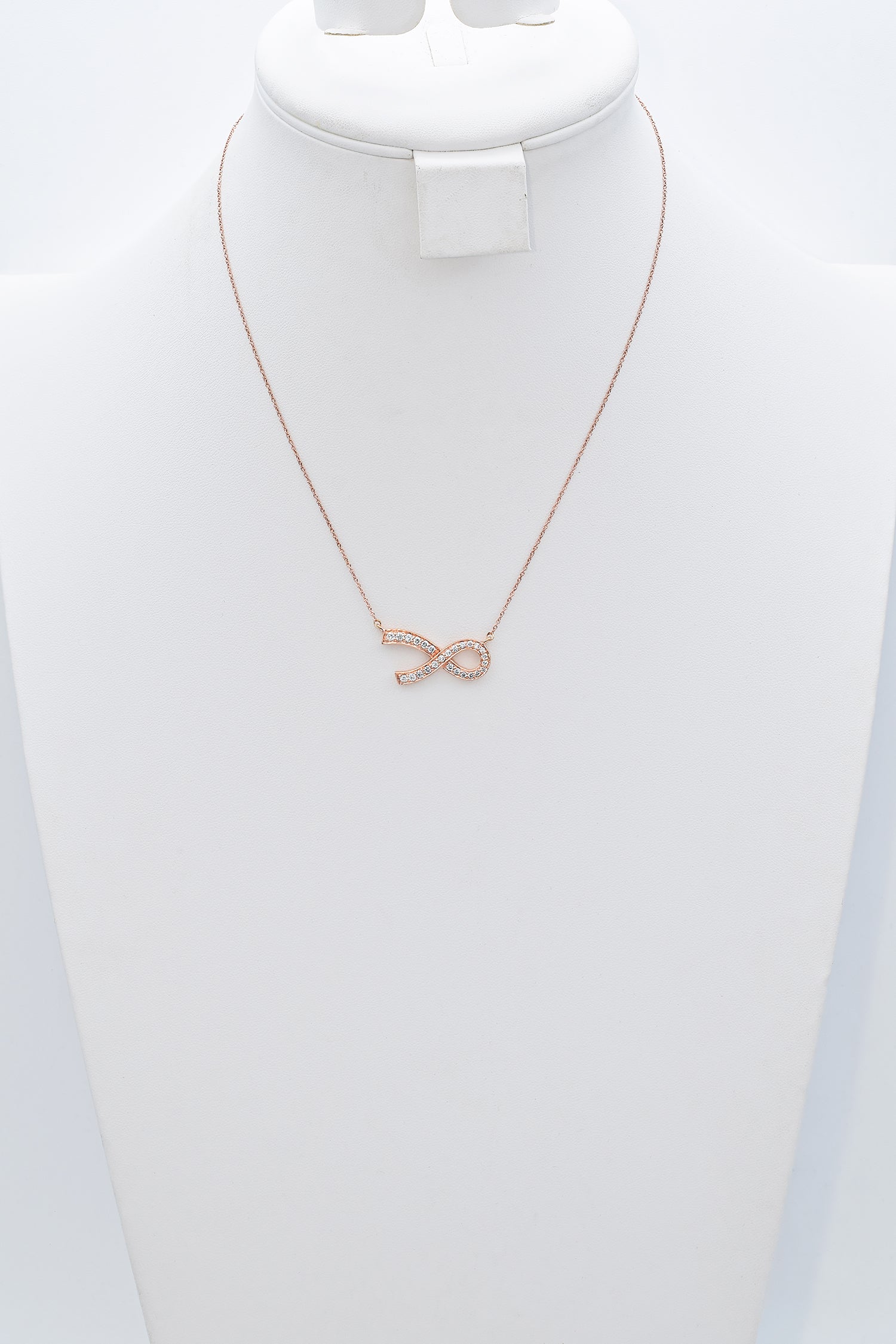 Rafa 14K Rose Gold 0.54 TCW Diamond Ribbon Pendant Necklace 17 Inches